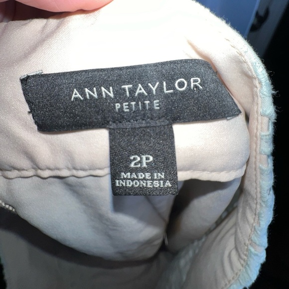 Ann Taylor Petites 2 Green Eyelet Straight Lined Pencil Skirt Suit Classic 2P - Picture 7 of 14